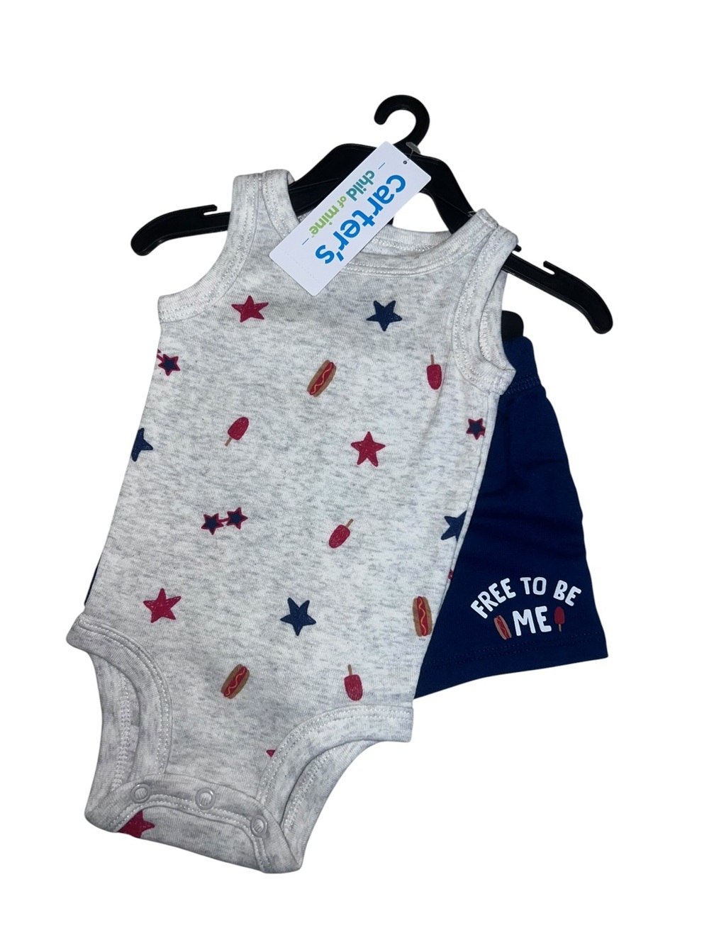 Carter's Baby Boys' Grey & Navy Stars One-Piece Set Newborn